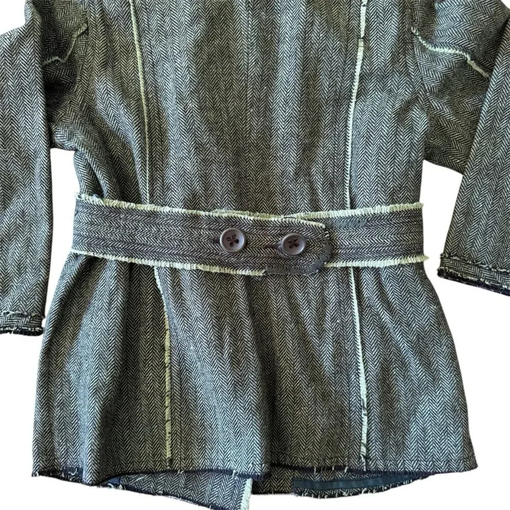 Z Brand Kids’ Tweed Double-Breasted Distressed Green Lightweight Jacket Size 10